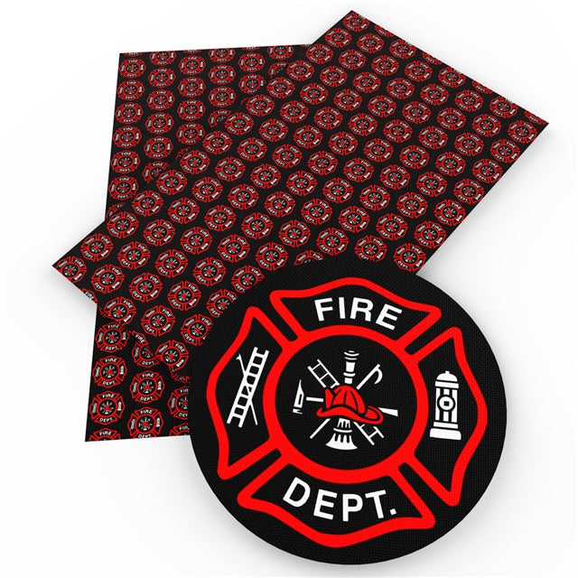 Fire Department Litchi Printed Faux Leather Sheet Litchi has a pebble like feel with bright colors