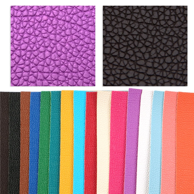 Solid Small Litchi Printed Faux Leather Sheet