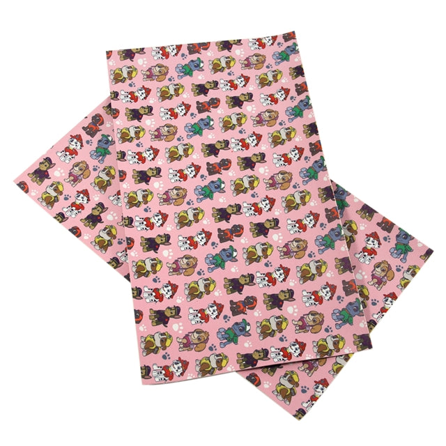 Paw Patrol Litchi Printed Faux Leather Sheet Litchi has a pebble like feel with bright colors