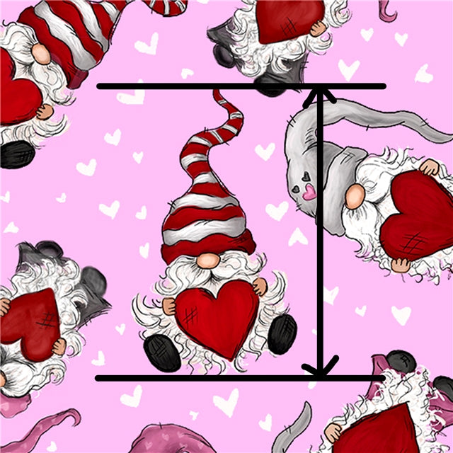 Valentine Gnomes Litchi Printed Faux Leather Sheet Litchi has a pebble like feel with bright colors