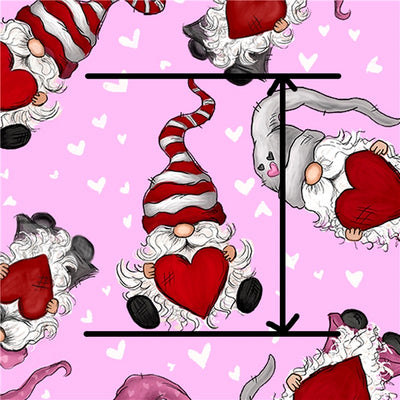 Valentine Gnomes Litchi Printed Faux Leather Sheet Litchi has a pebble like feel with bright colors