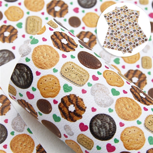 Girl Scout Cookies Litchii Printed Faux Leather Sheet Litchi has a pebble like feel with bright colors