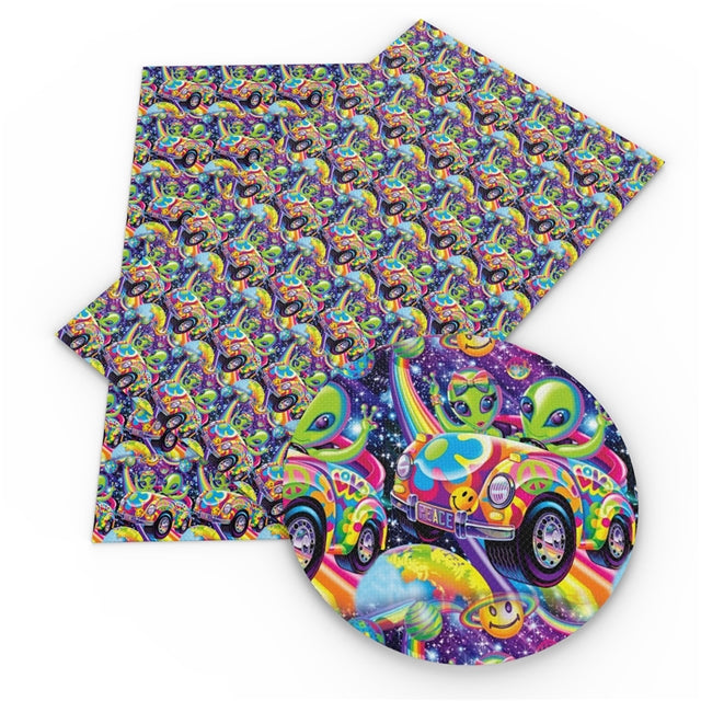 Rainbow Lisa Litchi Printed Faux Leather Sheet Litchi has a pebble like feel with bright colors