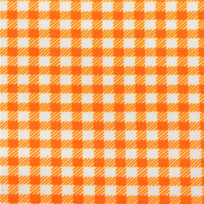 Orange and White Plaid Glitter Double Sided Pattern Faux Leather Sheet