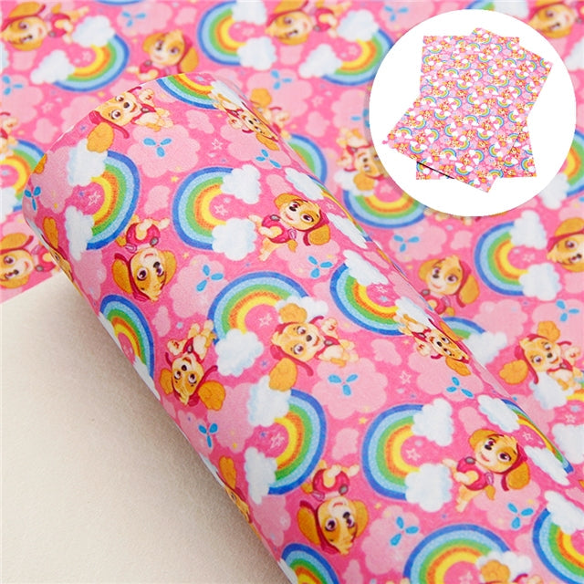 Paw Patrol Skye Rainbow Smooth Printed Faux Leather Sheet FeeFiFauxLeather