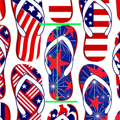 Flip Flops July 4th, Red, White and Blue, USA Print Bullet Textured Liverpool Fabric
