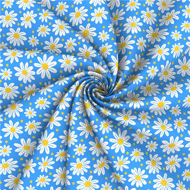 Daisy Flower Textured Liverpool/ Bullet Fabric with a textured feel