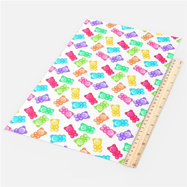 Gummy Bears Litchi Printed Faux Leather Sheet
