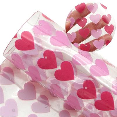 Red and Pink Hearts Printed See Through Vinyl Clear Transparent Vinyl Sheet