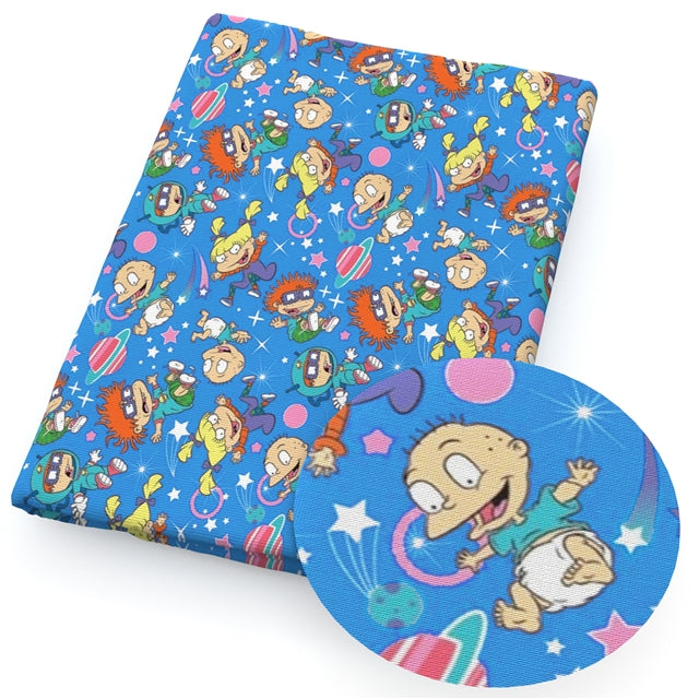 Rugrats Printed Faux Leather Sheet Litchi has a pebble like feel with bright colors