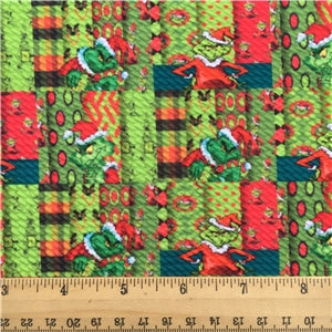 The Grinch Christmas Print Bullet Textured Liverpool Fabric