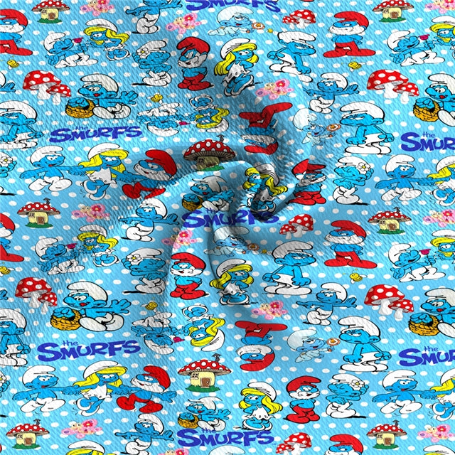 Smurfs Textured Liverpool/ Bullet Fabric with a textured feel and bright colors