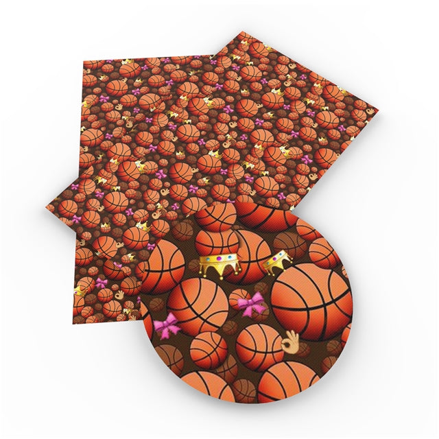 Basketball Litchi Printed Faux Leather Sheet Litchi has a pebble like feel with bright colors