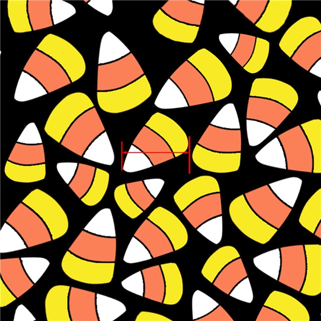 Candy Corn Halloween Litchi Printed Faux Leather Sheet Litchi has a pebble like feel with bright colors