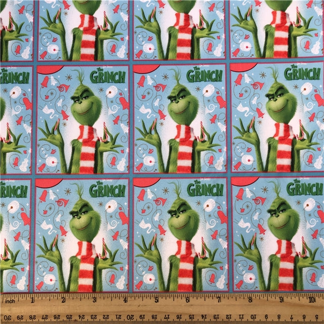 The Grinch Christmas Print Bullet Textured Liverpool Fabric