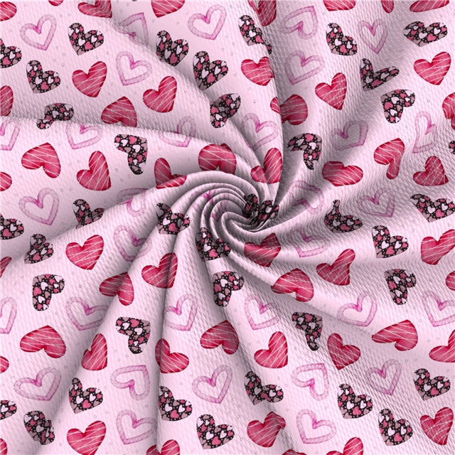 Pink Hearts Valentine Textured Liverpool/ Bullet Fabric with a textured feel