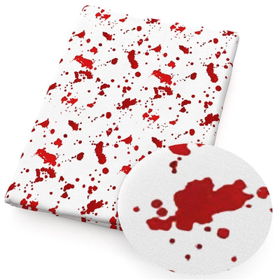 Halloween Blood Litchi Printed Faux Leather Sheet