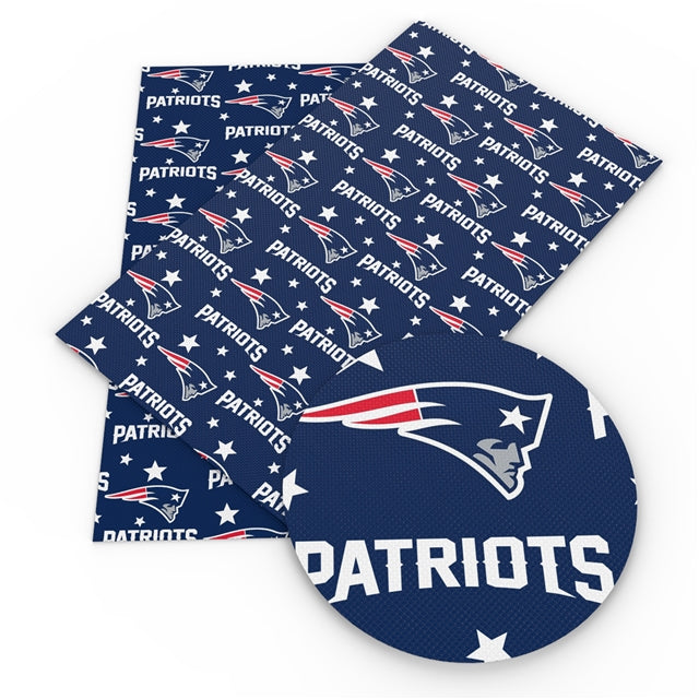 Patriots Football  Litchi Printed Faux Leather Sheet Litchi has a pebble like feel with bright colors