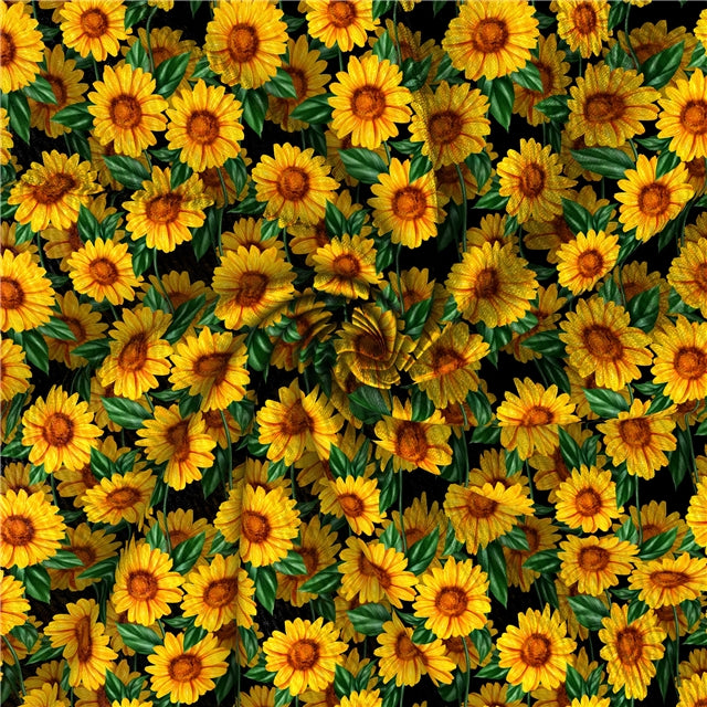 Sunflowers Print Bullet Textured Liverpool Fabric