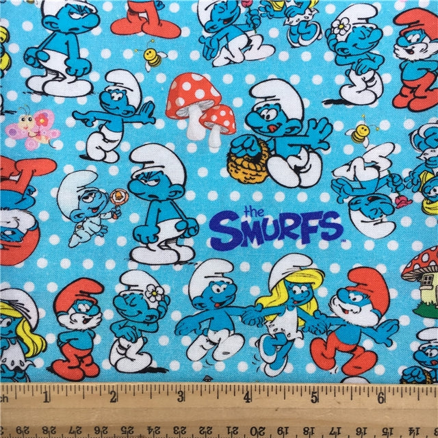 Smurfs Textured Liverpool/ Bullet Fabric with a textured feel and bright colors