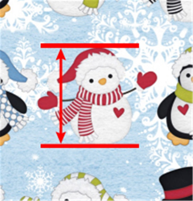 Christmas Penguins Litchi Printed Faux Leather Sheet Litchi has a pebble like feel with bright colors