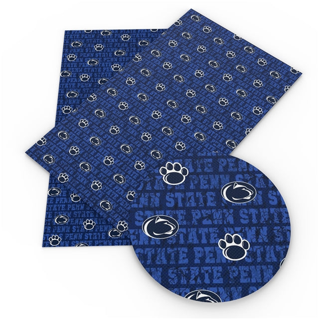 Penn State Girl Football Litchi Printed Faux Leather Sheet Litchi has a pebble like feel with bright colors