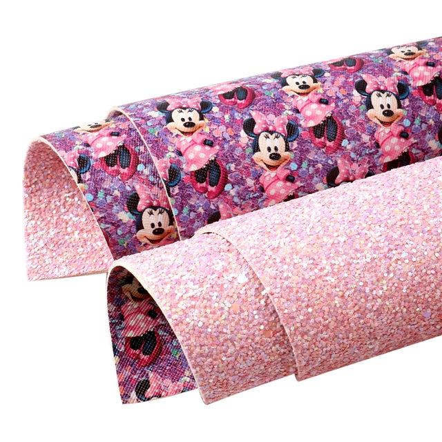 Mouse Glitter Double Sided Pattern Faux Leather Sheet