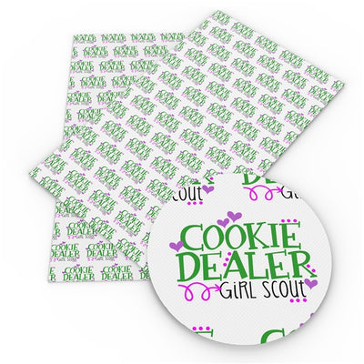 Girl Scout Cookie Dealer Litchi Printed Faux Leather Sheet Litchi has a pebble like feel with bright colors