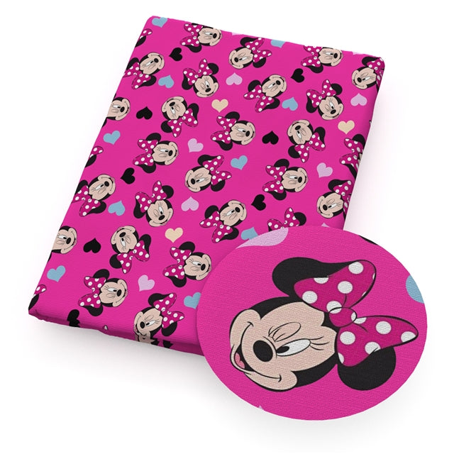 Minnie Mouse Litchi Printed Faux Leather Sheet Litchi has a pebble like feel with bright colors