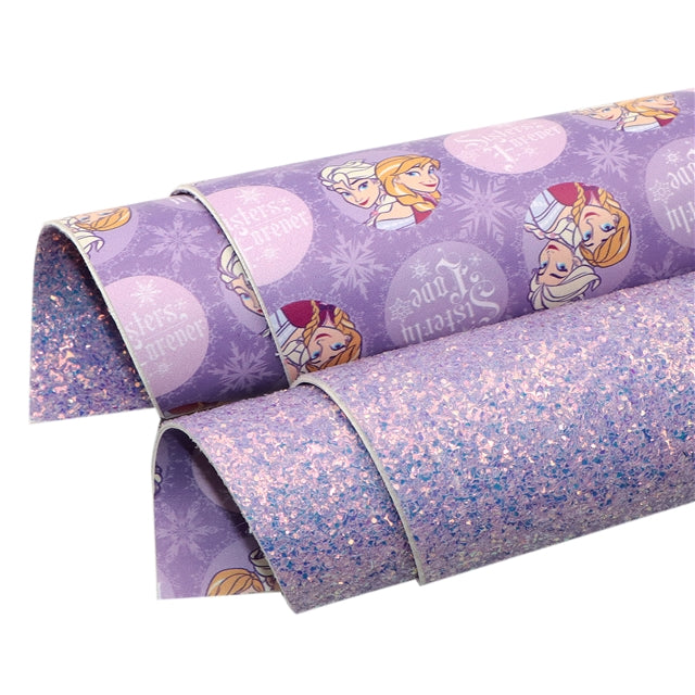 Frozen Glitter Double Sided Pattern Faux Leather Sheet