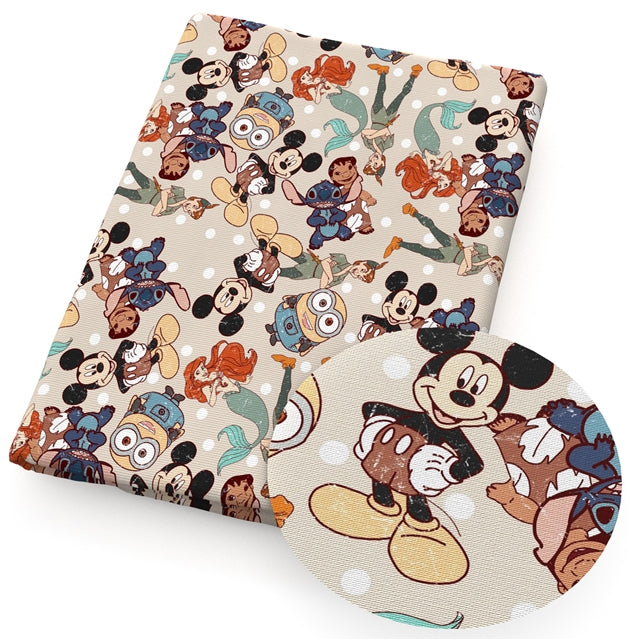 Characters Litchi Printed Faux Leather Sheet