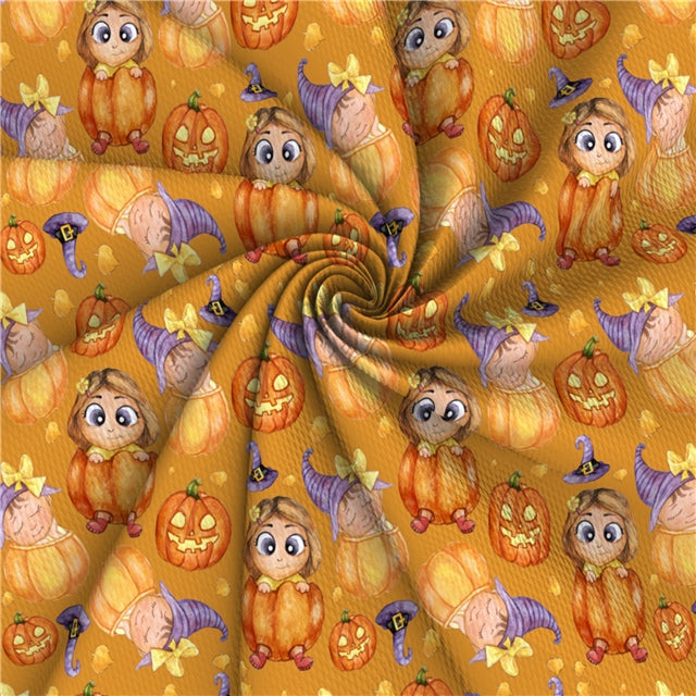 Baby Halloween Pumpkins Bullet Textured Liverpool Fabric