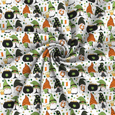 St Patrick’s Day Leprechaun Gnomes Textured Liverpool/ Bullet Fabric with a textured feel