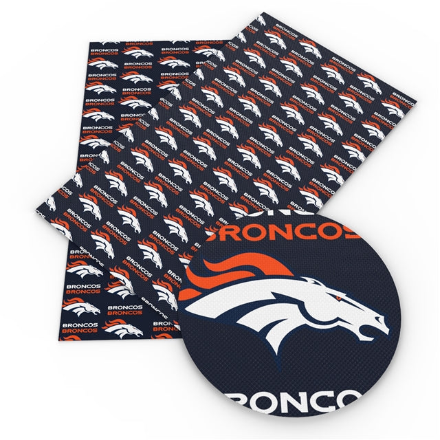 Broncos Football Printed Litchi Faux Leather Sheet