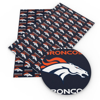 Broncos Football Litchi Faux Leather Print Sheet