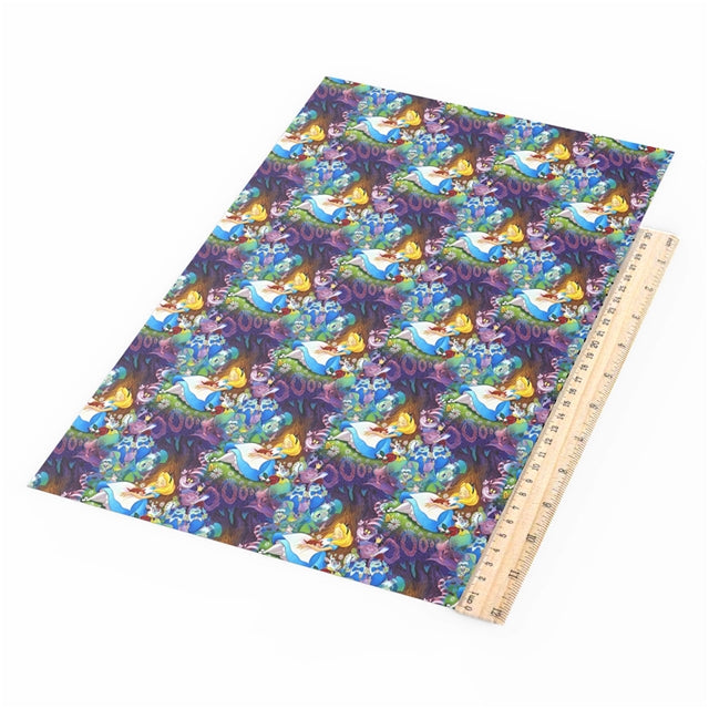 Alice In Wonderland Litchi Printed Faux Leather Sheet