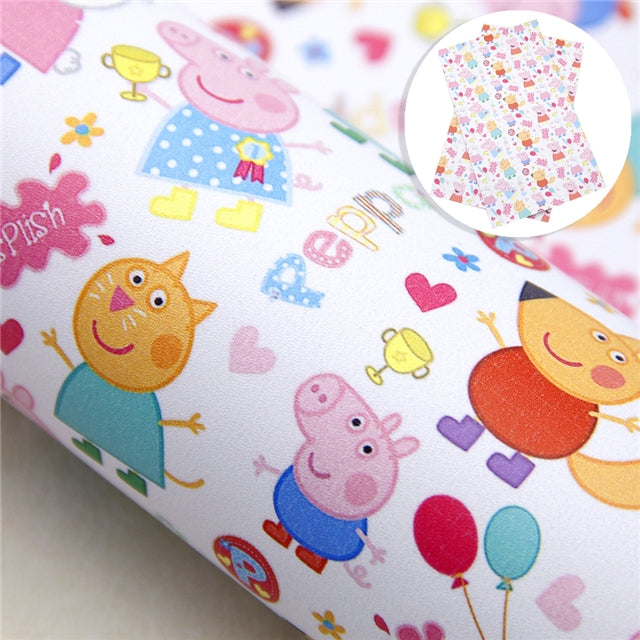 Peppa Pig Litchi Printed Faux Leather Sheet Litchi has a pebble like feel with bright colors