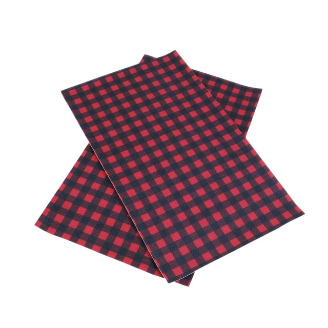 Buffalo Plaid Litchi Printed Faux Leather Sheet Litchi has a pebble like feel with bright colors