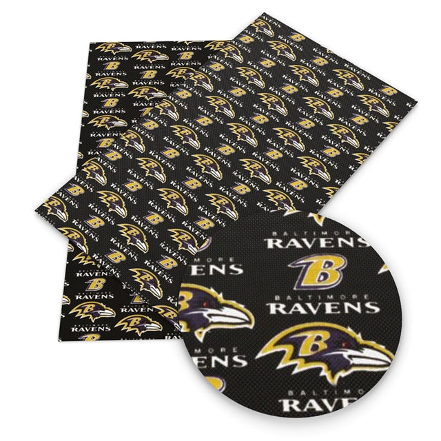 Ravens Football Printed Faux Leather Sheet  Litchi has a pebble like feel with bright colors