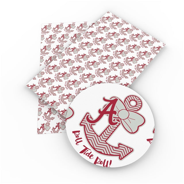 Roll Tide Football Litchi Printed Faux Leather Sheet