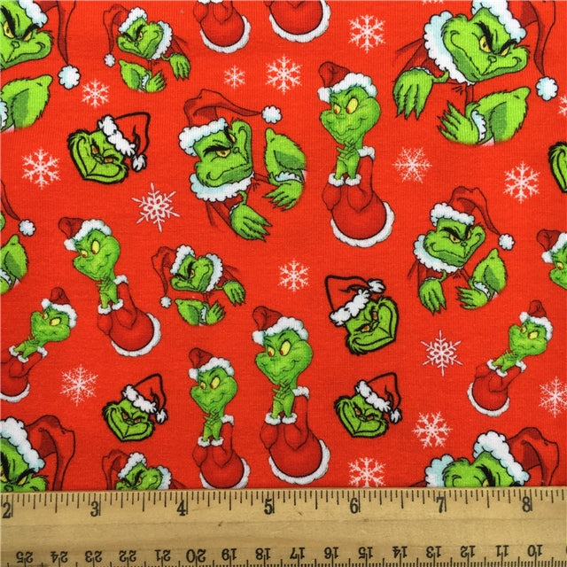 The Grinch Christmas Textured Liverpool/ Bullet Fabric with a textured feel
