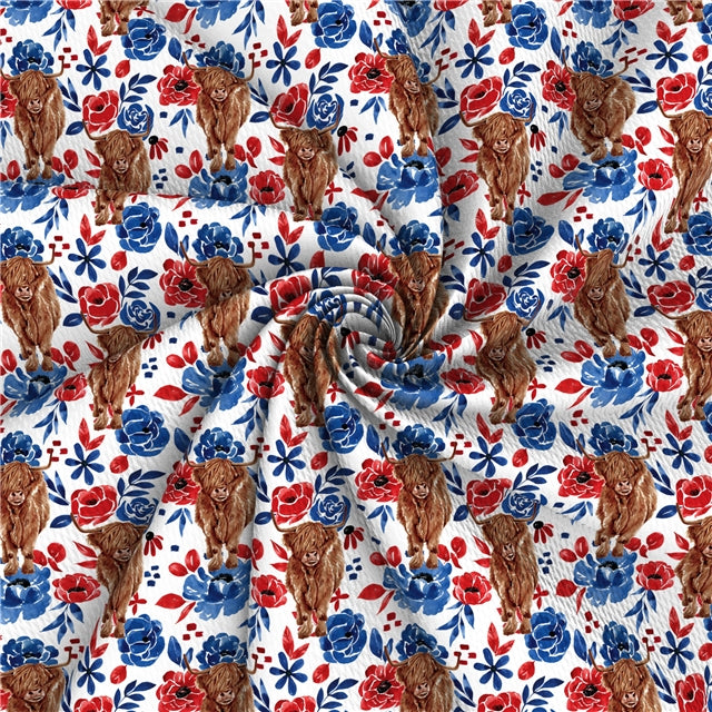 Buffalo Red, White and Blue Print Bullet Textured Liverpool Fabric