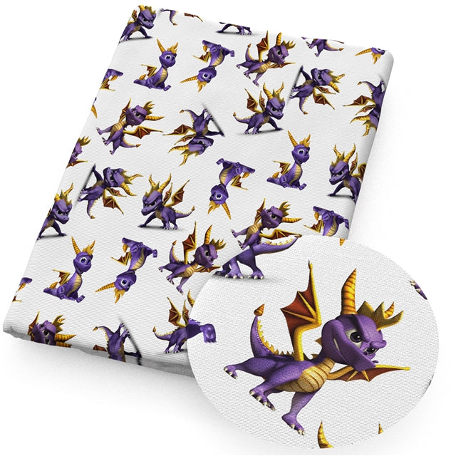 Figment the Dragon Purple Dragon Litchi Printed Faux Leather Sheet