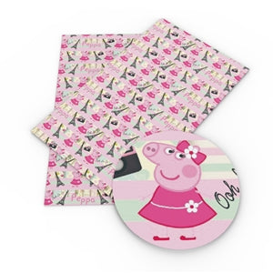 Peppa Pig Litchi Printed Faux Leather Sheet Litchi has a pebble like feel with bright colors