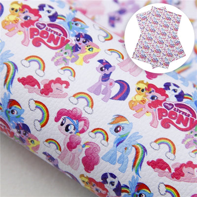 My Little Pony Litchi Printed Faux Leather Sheet Litchi has a pebble like feel with bright colors