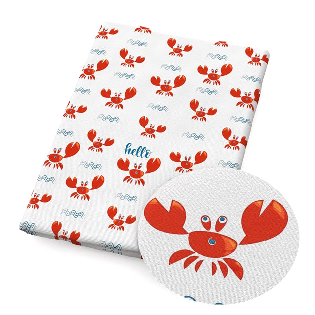 Crabs Sea Animal Print Bullet Textured Liverpool Fabric