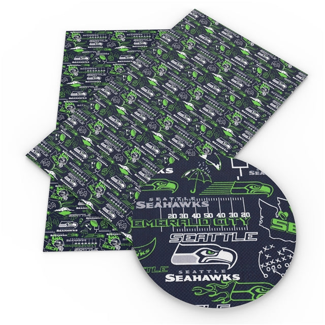 Seahawks Football Litchi Printed Faux Leather Sheet