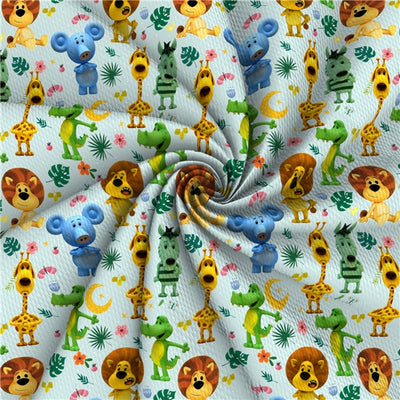 Zoo Animal Characters Bullet Textured Liverpool Fabric