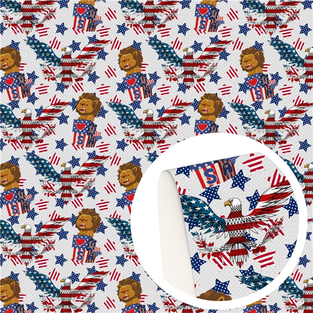 Red, White and Blue Eagles Printed Faux Leather Sheet