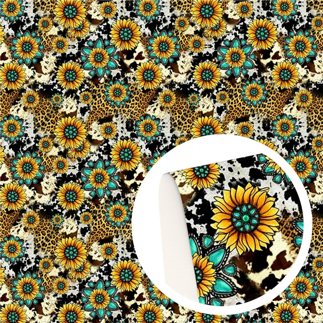 Sunflower Cowhide Western Textured Liverpool/ Bullet Fabric